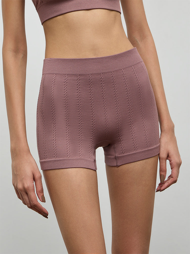 Superstar Dusty Taupe Cable-Knit Seamfree Boy Shorts Briefs