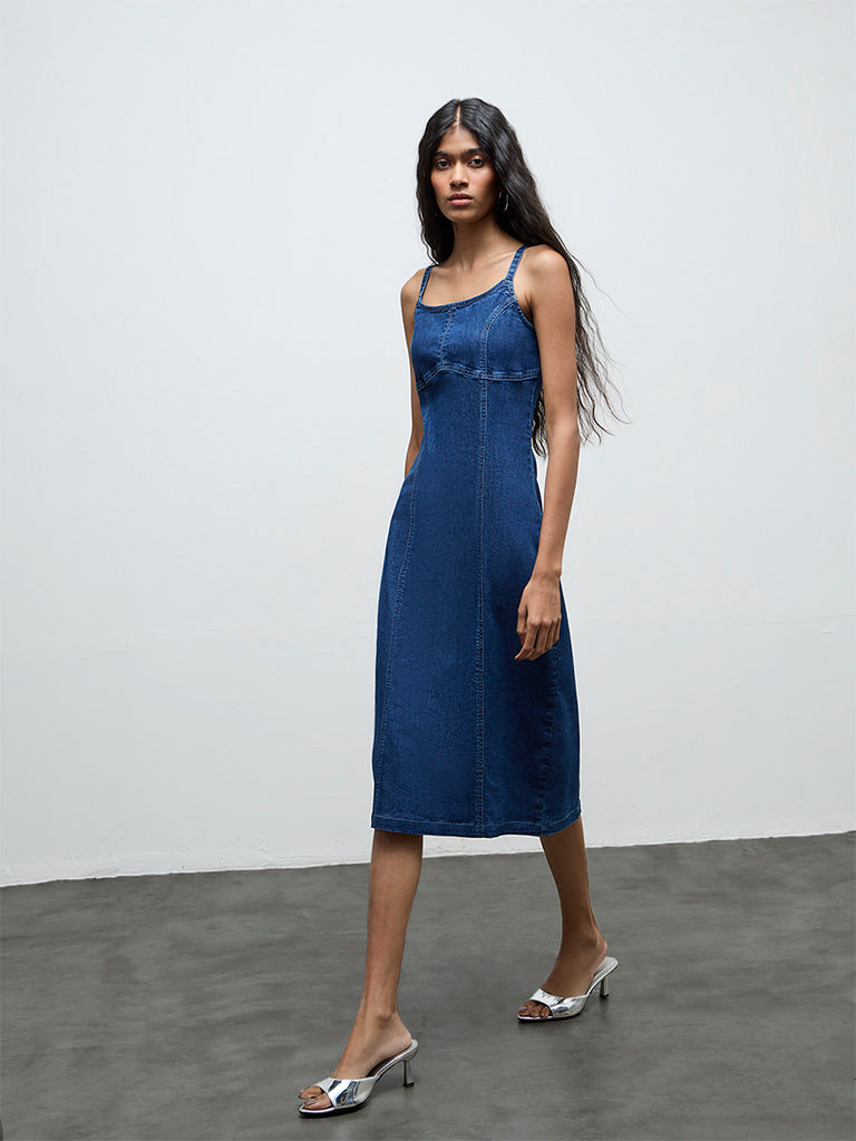 Buy Nuon Dark Blue Denim Bodycon Dress from Westside Buy Nuon Dark Blue Denim Bodycon Dress from Westside