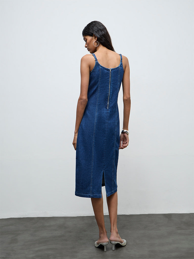 Nuon Dark Blue Denim Bodycon Dress