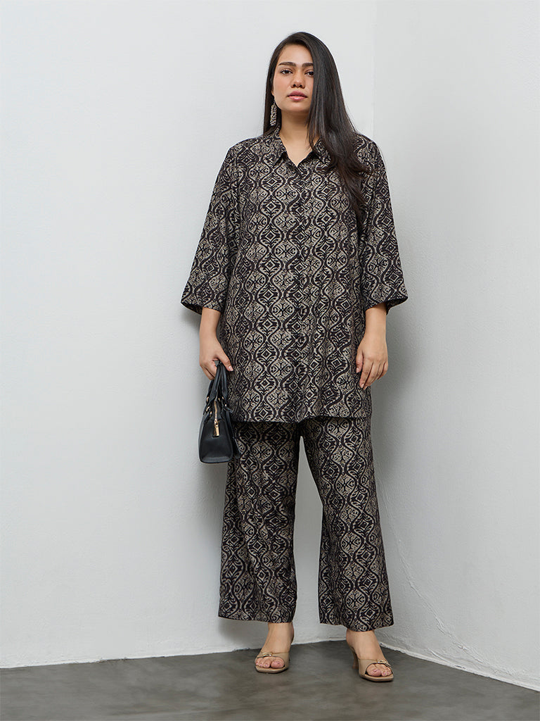 Diza Black Argyle Printed Pants