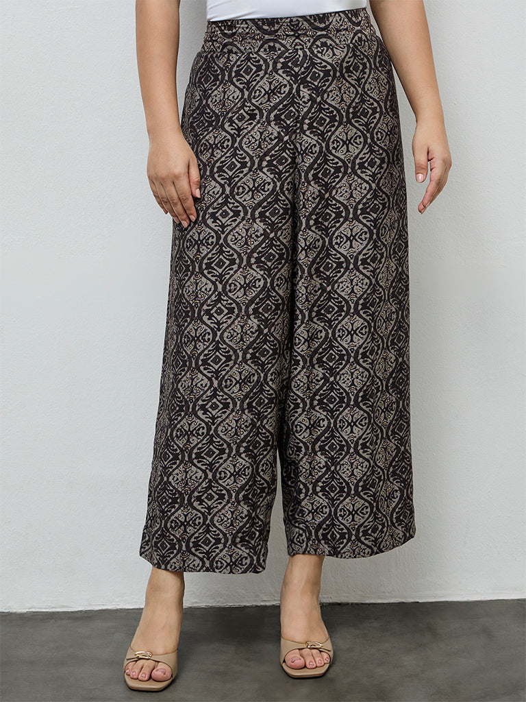 Diza Black Argyle Printed Pants