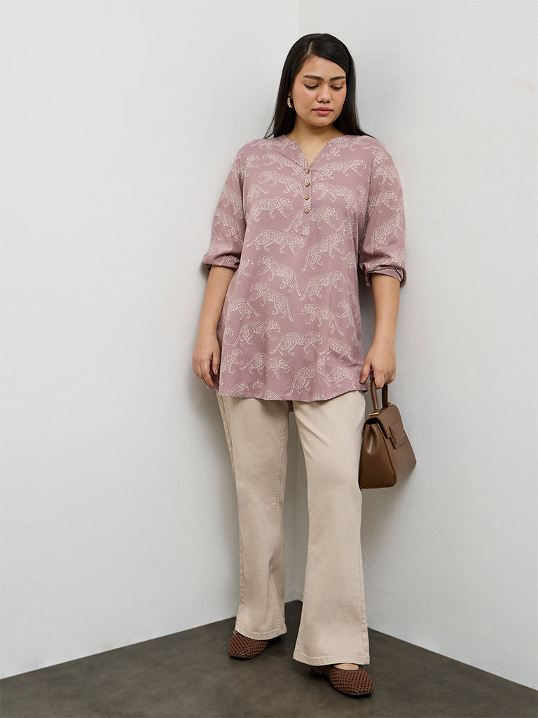 Diza Mauve Animal Printed Tunic