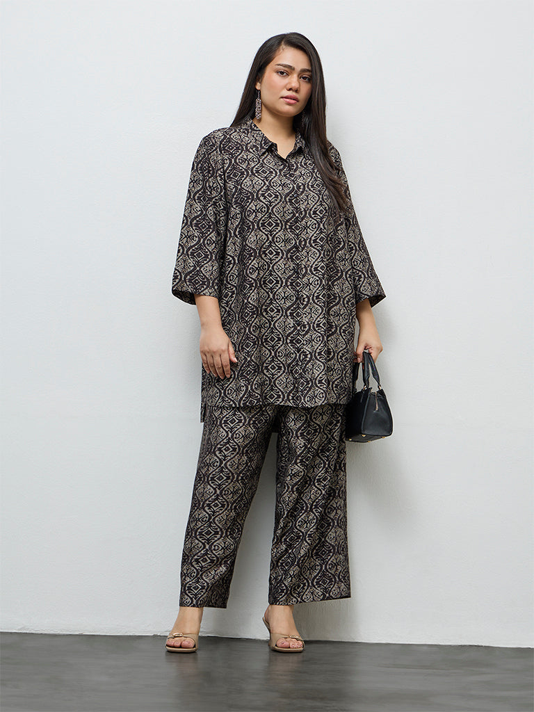 Diza Black Argyle Printed Tunic
