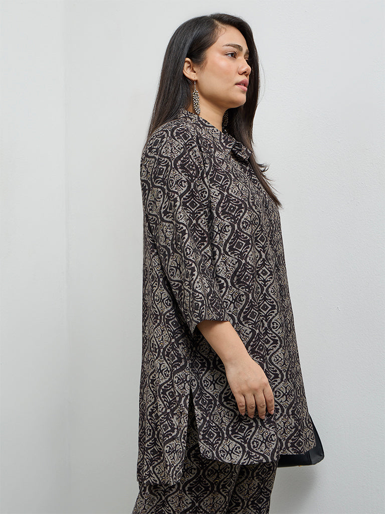 Diza Black Argyle Printed Tunic