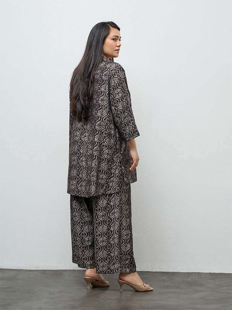 Diza Black Argyle Printed Tunic