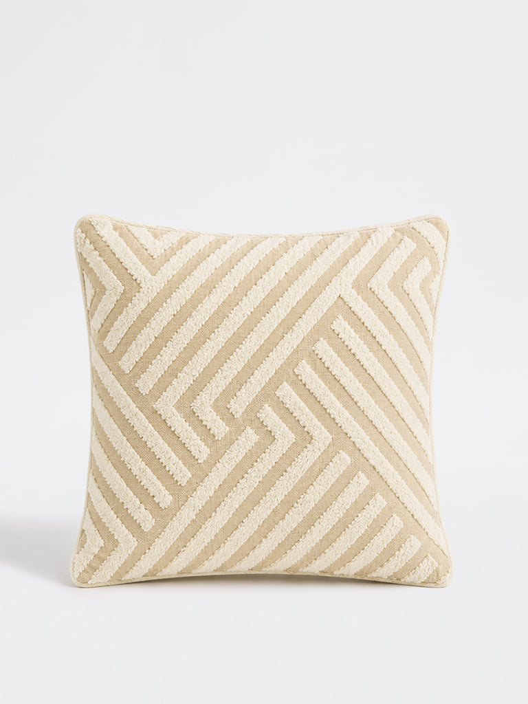 Westside Home Light Beige Geometric Pattern Cushion Cover