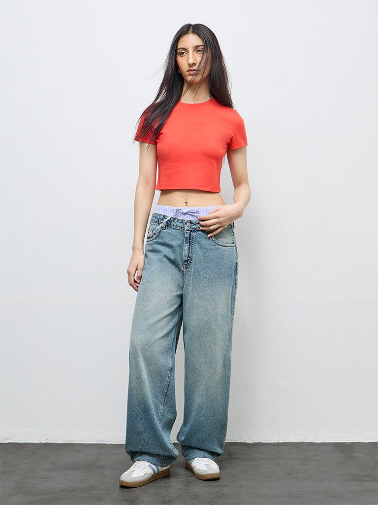 Nuon Red Solid T-Shirt