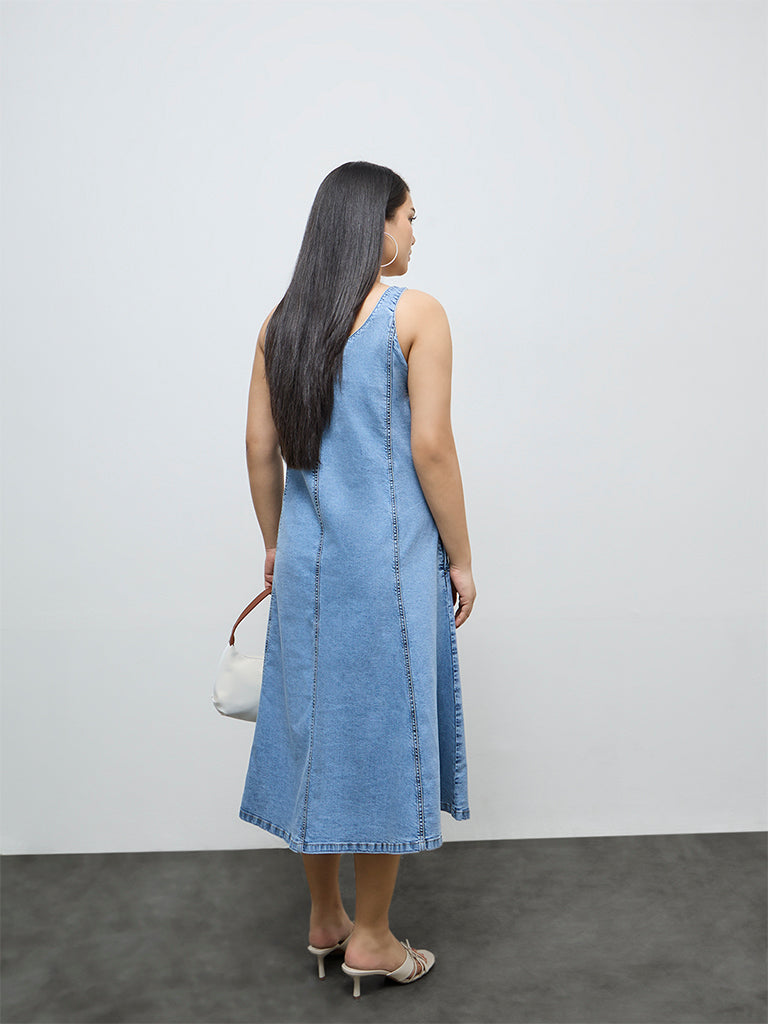 Gia Blue Denim A-Line Dress