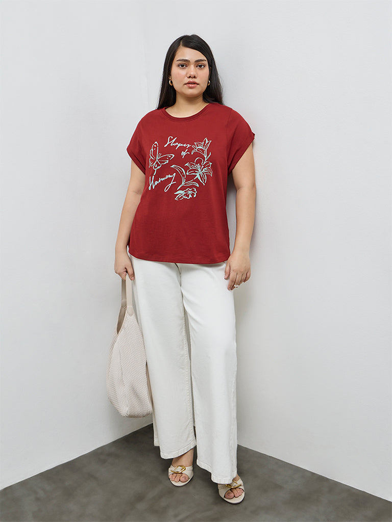 Gia Rust Botanical Design Cotton T-Shirt