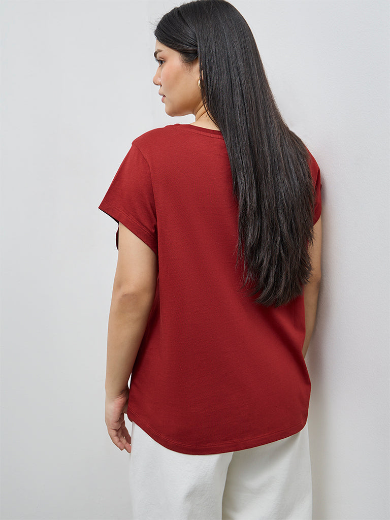 Gia Rust Botanical Design Cotton T-Shirt
