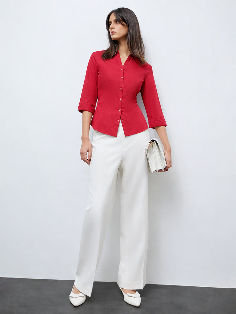 Wardrobe Fuchsia Solid Shirt