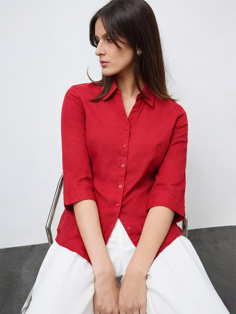 Wardrobe Fuchsia Solid Shirt