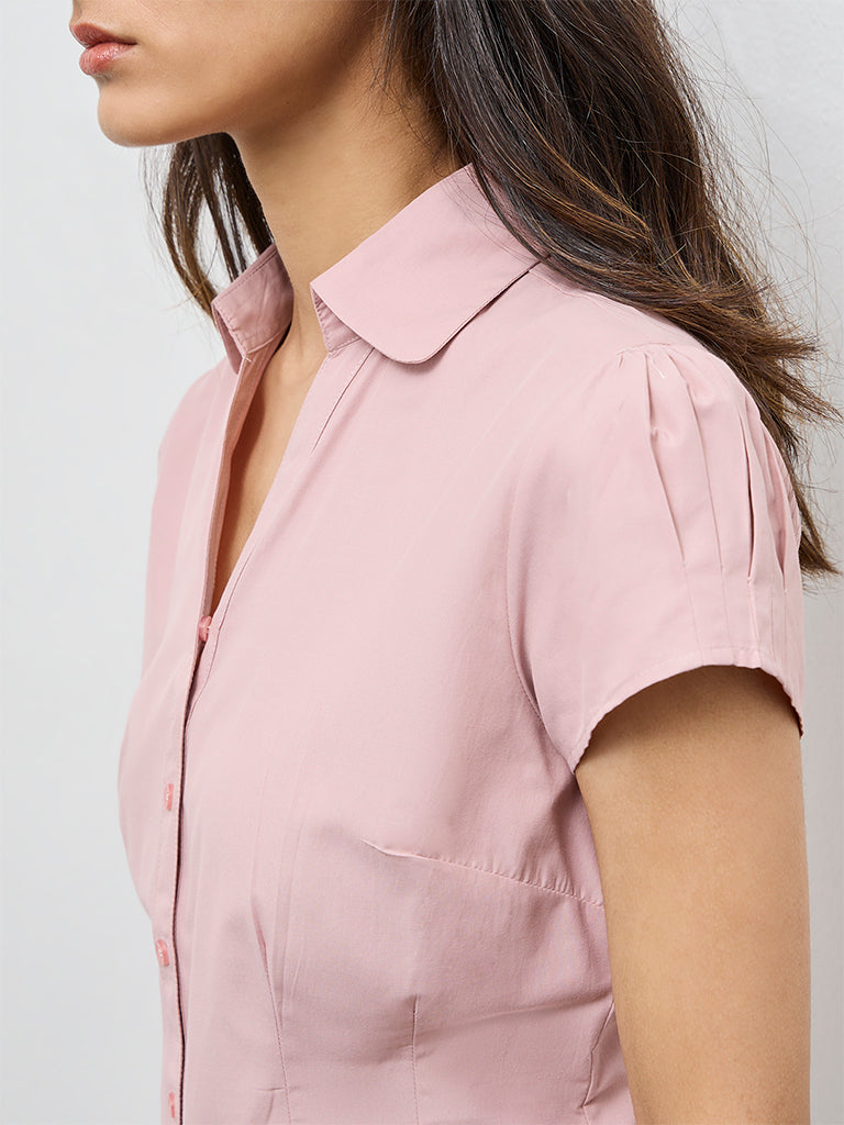 Wardrobe Dusty Pink Solid Shirt
