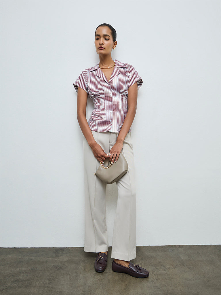 Wardrobe Brown Striped Shirt