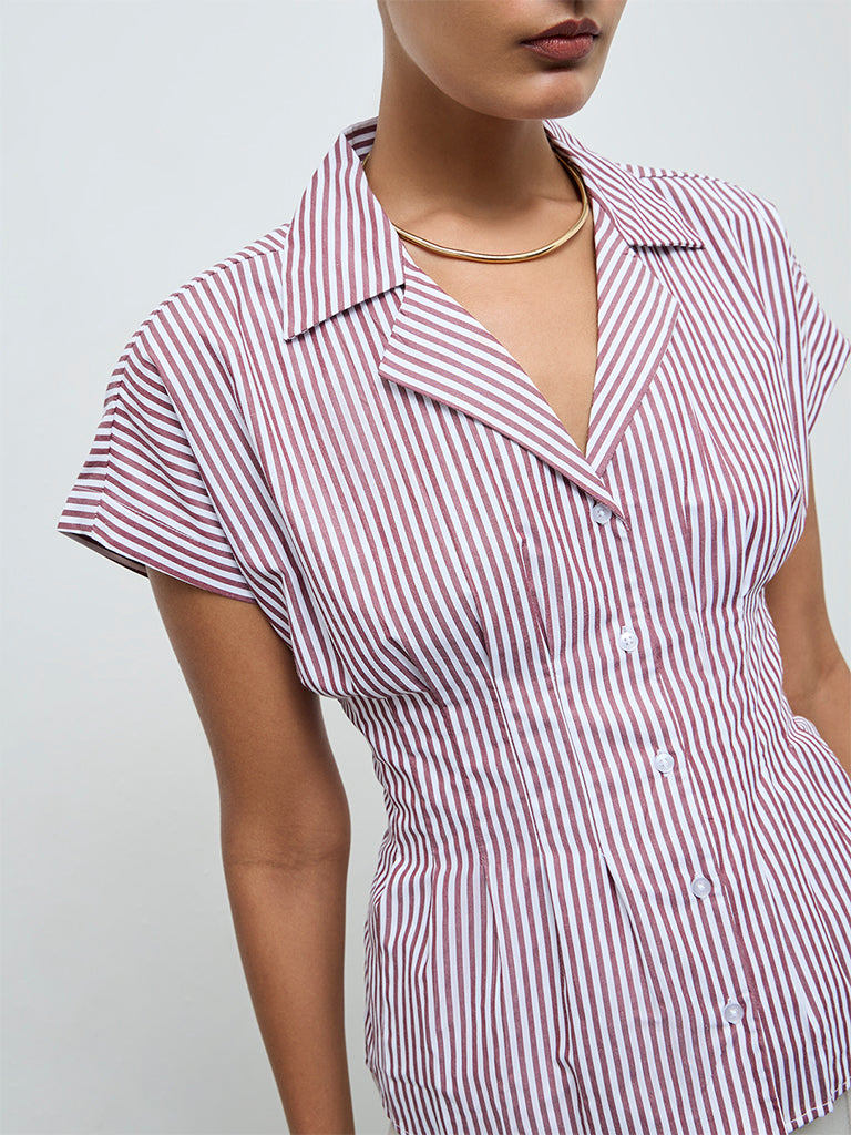 Wardrobe Brown Striped Shirt