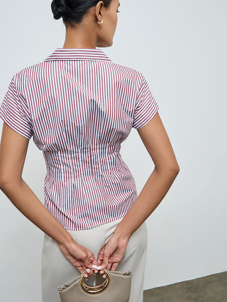 Wardrobe Brown Striped Shirt