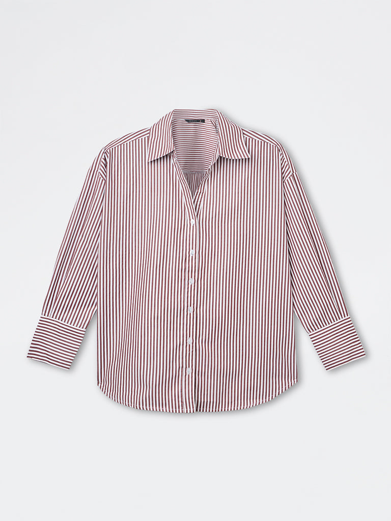 Wardrobe Brown Striped Shirt