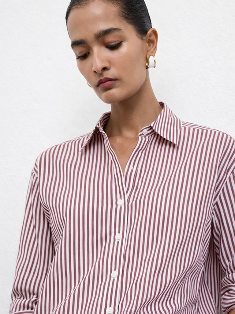 Wardrobe Brown Striped Shirt