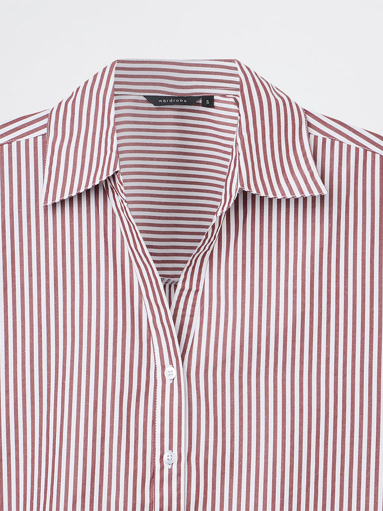 Wardrobe Brown Striped Shirt