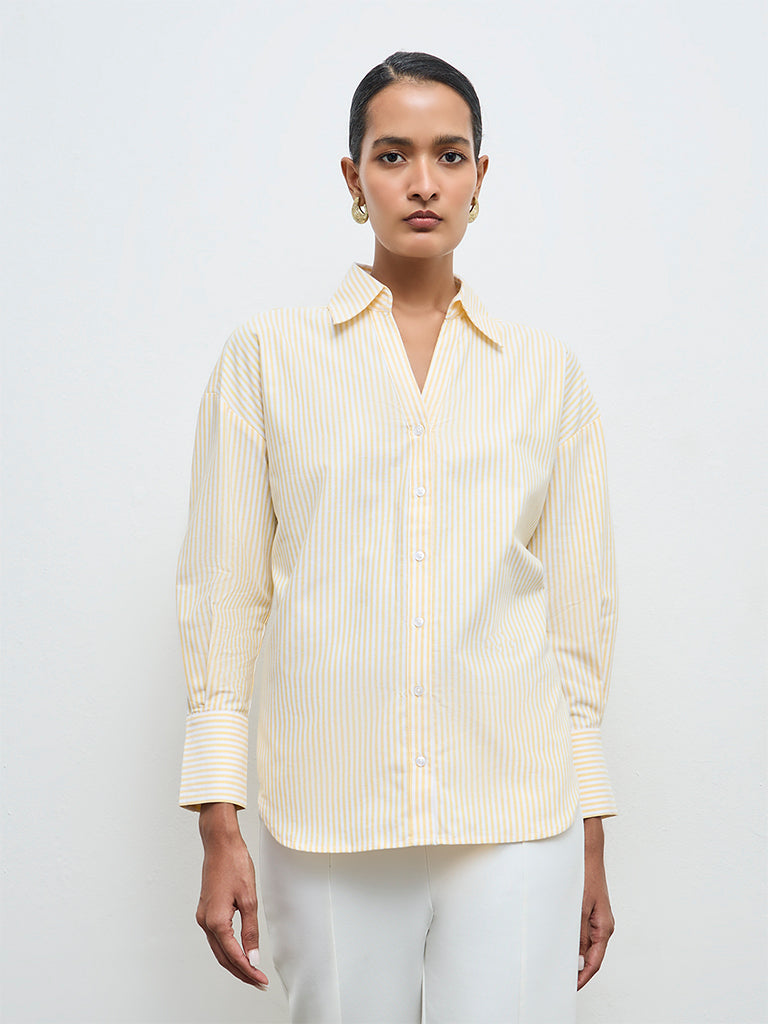 Wardrobe Yellow Striped Cotton Shirt