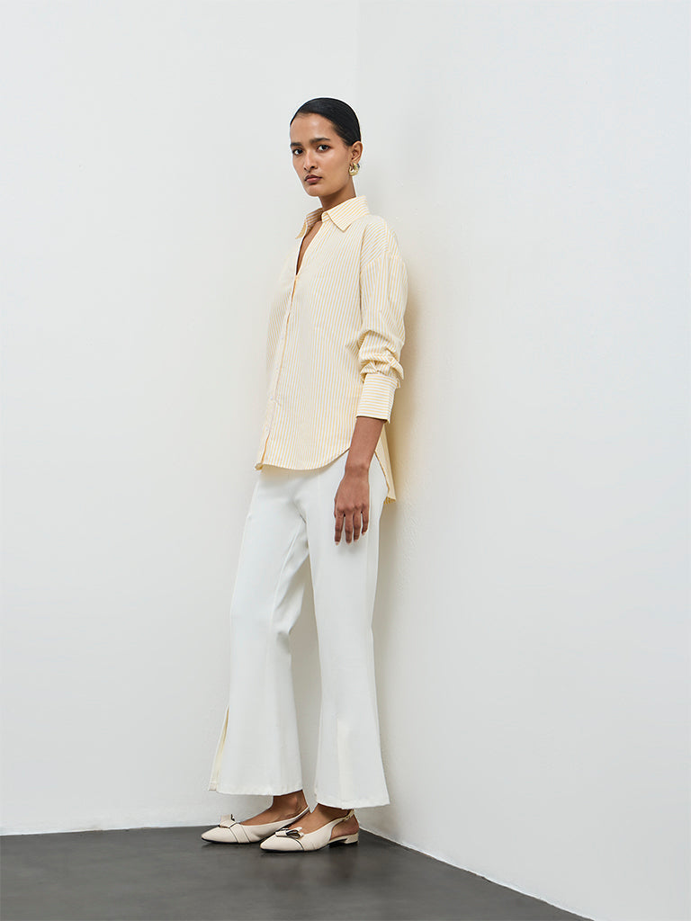 Wardrobe Yellow Striped Cotton Shirt