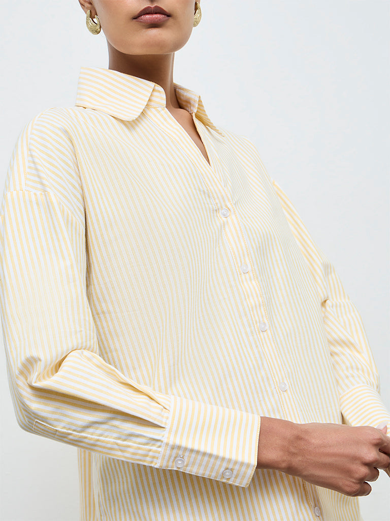 Wardrobe Yellow Striped Cotton Shirt