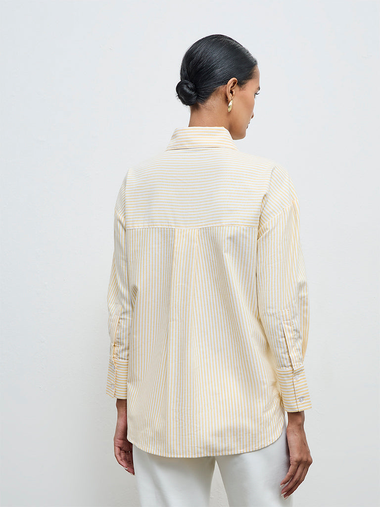 Wardrobe Yellow Striped Cotton Shirt