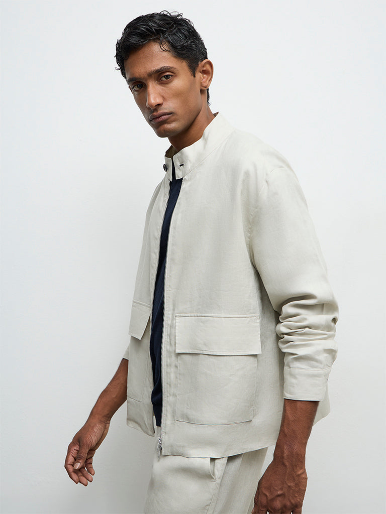 Ascot Light Beige Relaxed-Fit Linen Jacket