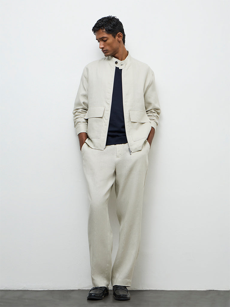Ascot Light Beige Relaxed-Fit Linen Jacket