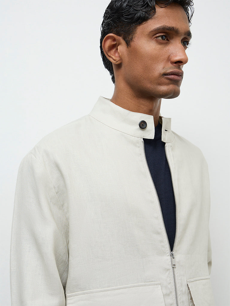 Ascot Light Beige Relaxed-Fit Linen Jacket