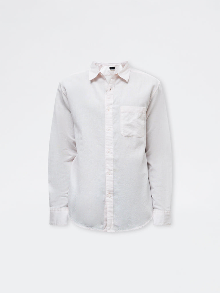 WES Casuals Light Pink Relaxed-Fit Cotton-Blend Shirt