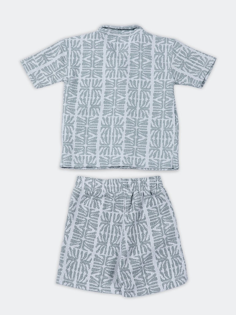 HOP Kids Boys Sage Jacquard Textured Shirt and Shorts Set