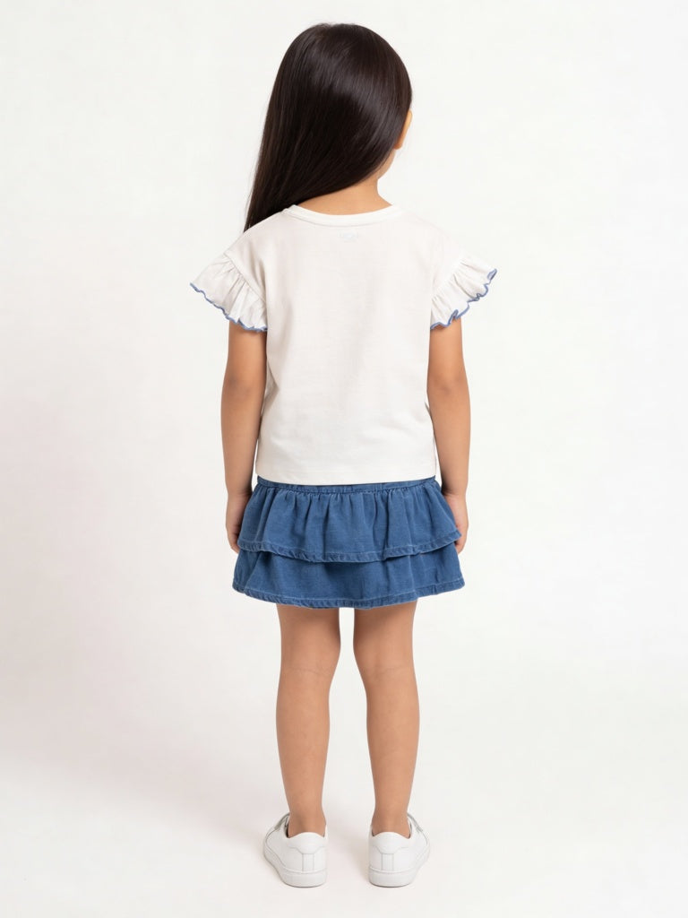 HOP Kids Girls Blue High-Rise Denim Skirt