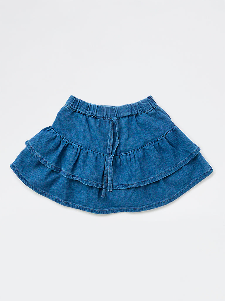 HOP Kids Girls Blue High-Rise Denim Skirt