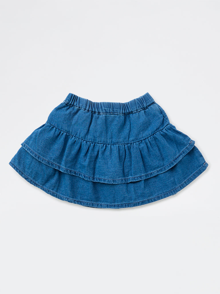 HOP Kids Girls Blue High-Rise Denim Skirt