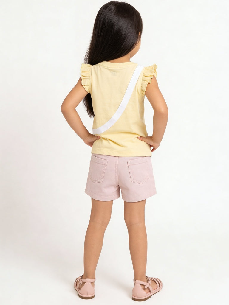 HOP Kids Girls Pink Embroidered Pleated Denim Skirt