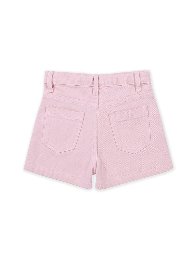 HOP Kids Girls Pink Embroidered Pleated Denim Skirt