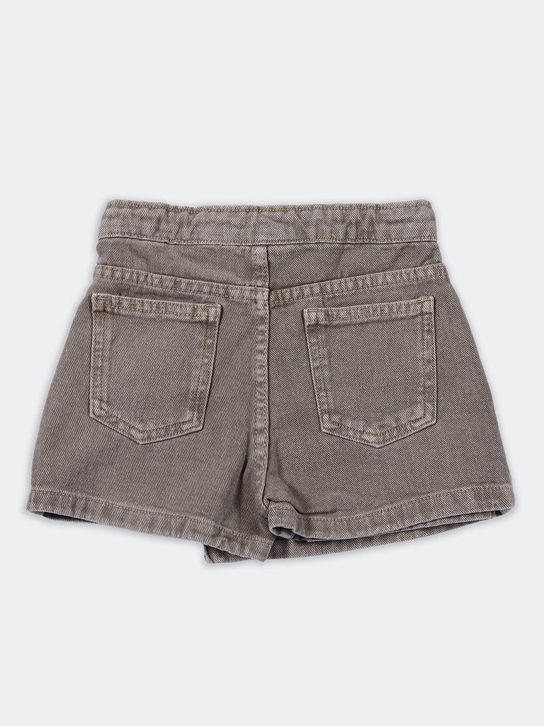 HOP Kids Girls Taupe Embroidered Regular Fit Cotton Skort