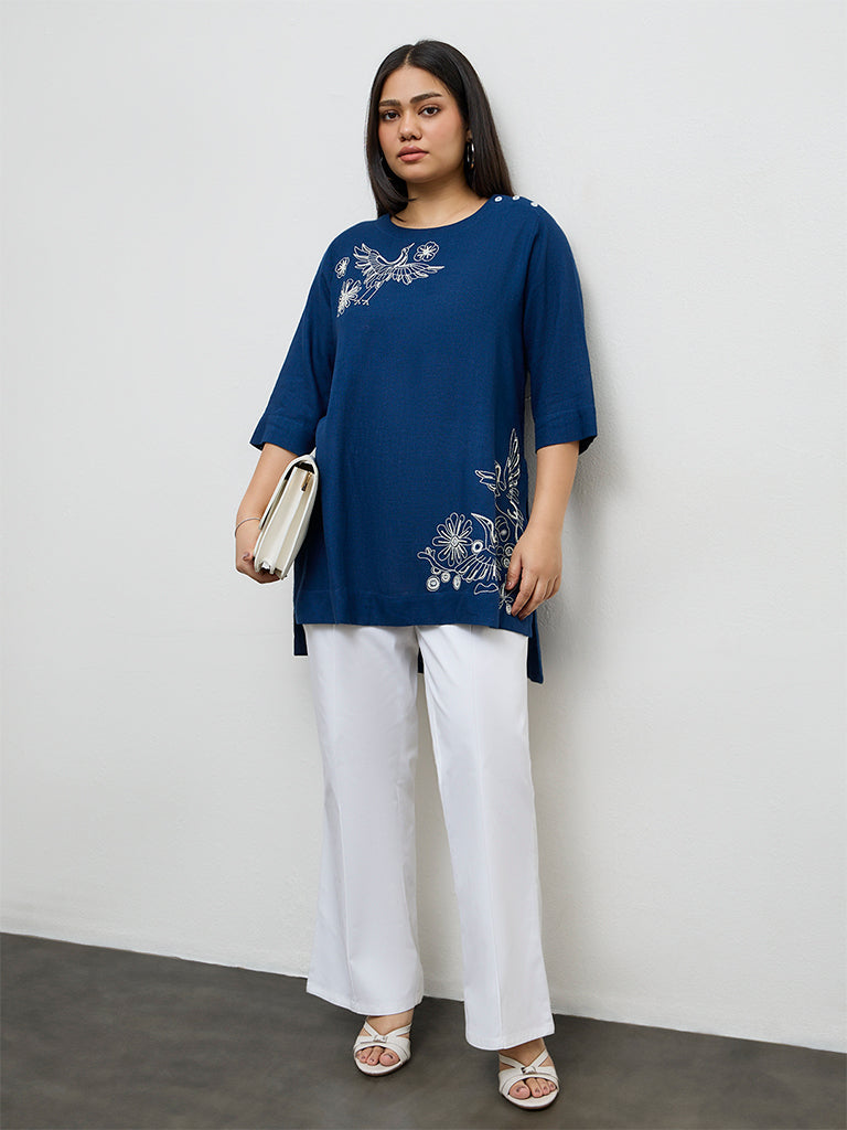 Diza Indigo Embroidered Tunic