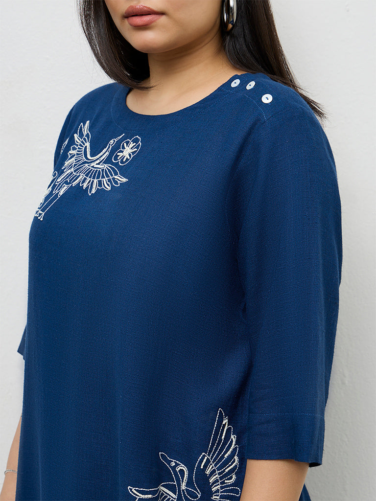 Diza Indigo Embroidered Tunic