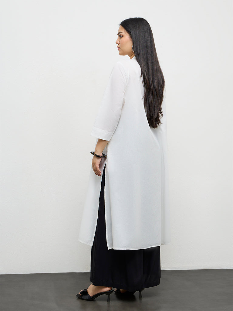 Diza White Printed A-Line Kurta