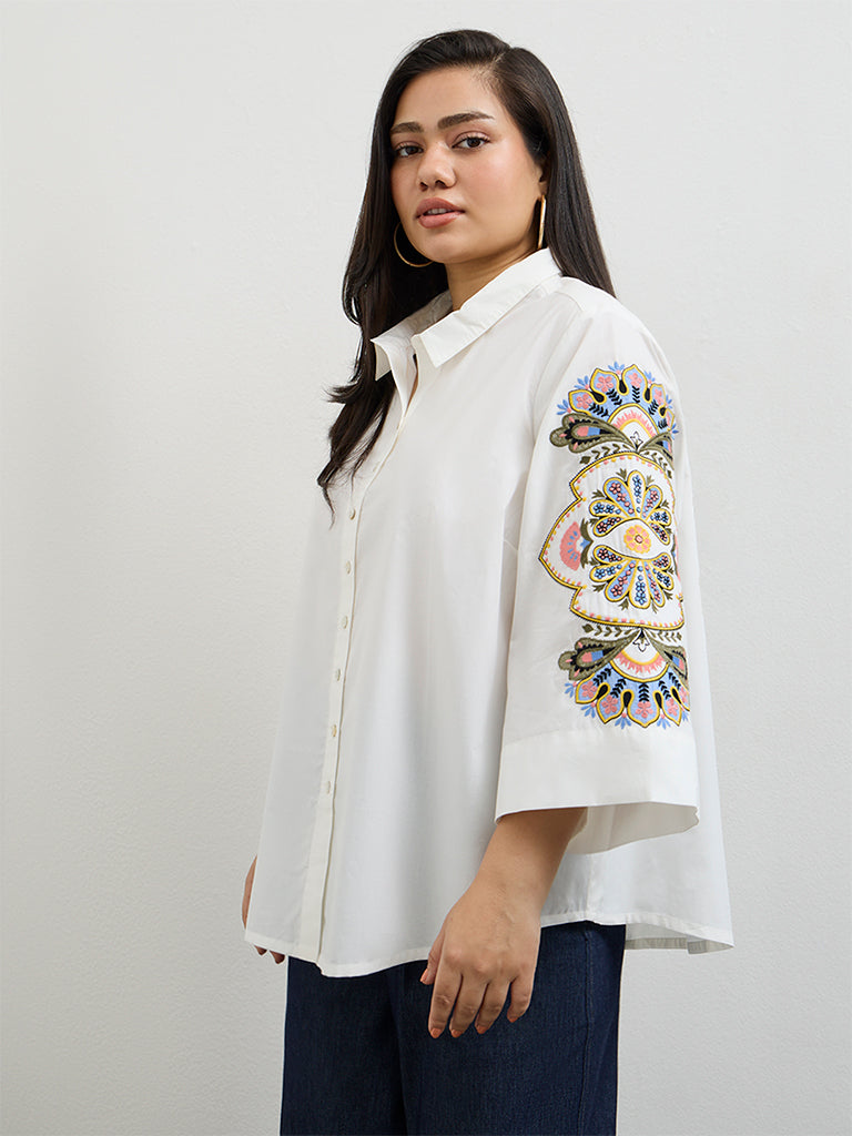 Diza White Embroidered Cotton Tunic