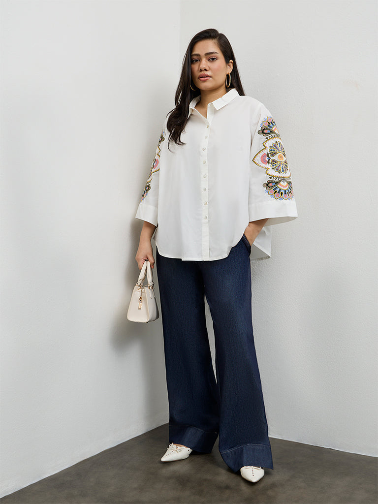 Diza White Embroidered Cotton Tunic