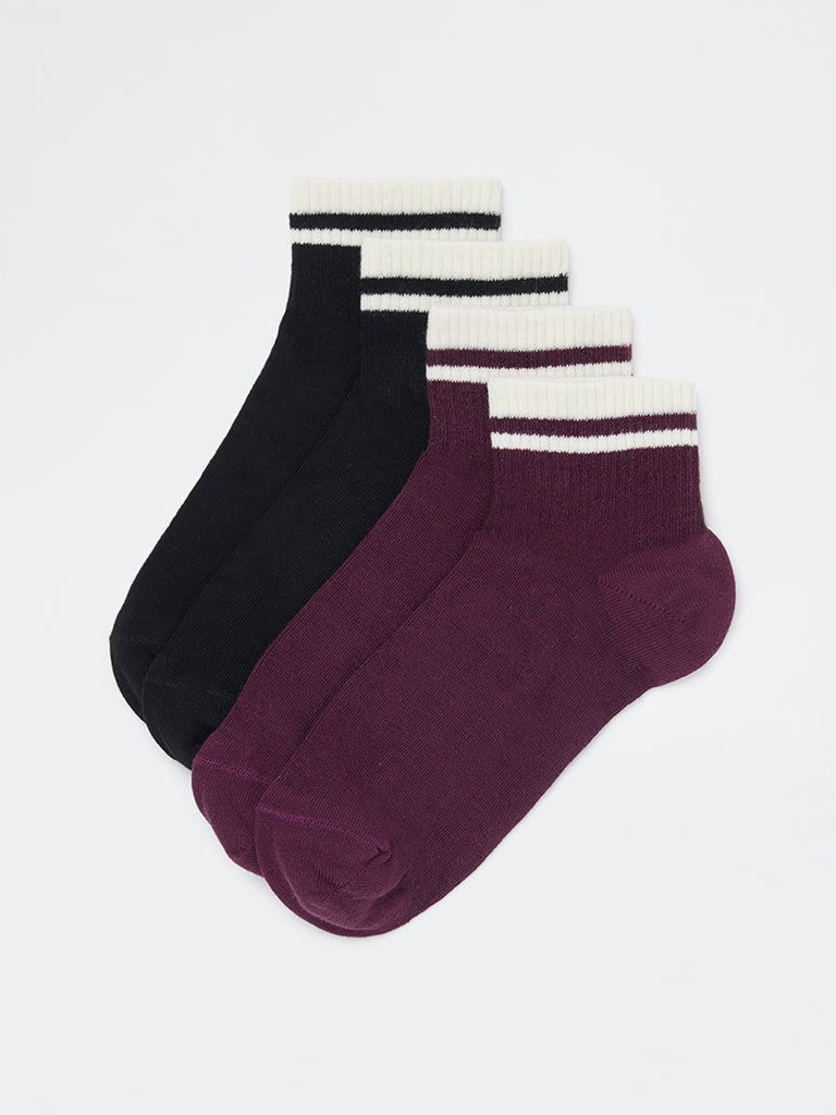 Wunderlove Black Cotton-Blend Socks - Pack of 2