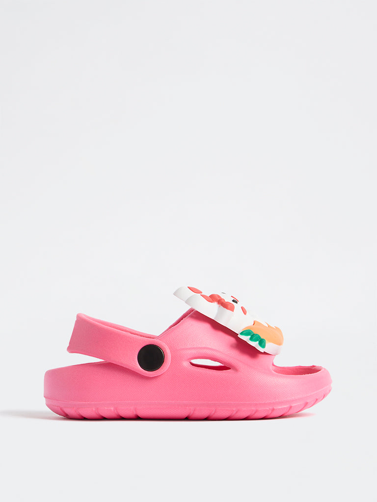Yellow Kids Pink Rabbit Themed Clogs