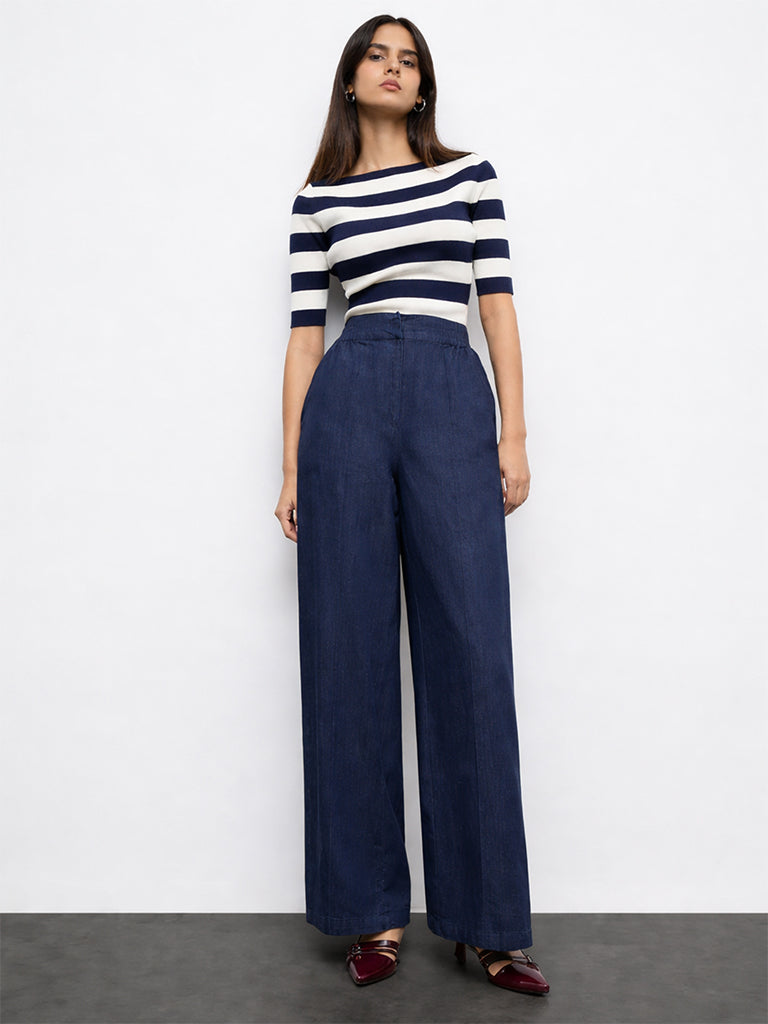 Wardrobe Indigo High-Rise Denim Trousers