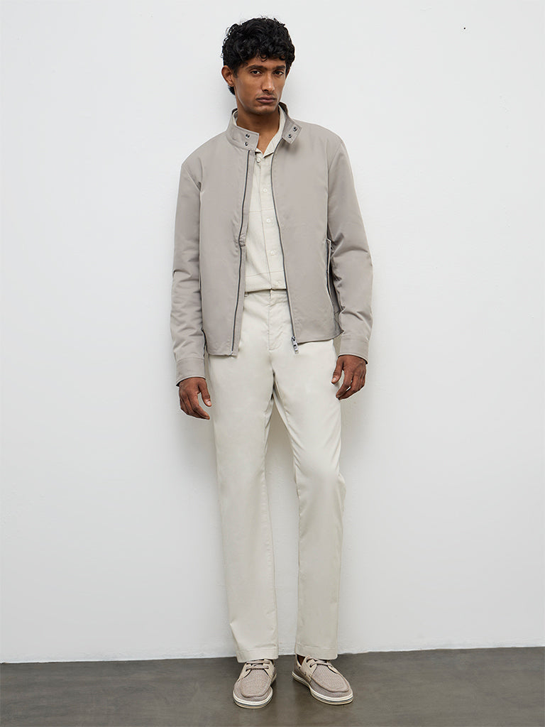 Ascot Light Taupe Relaxed-Fit Cotton-Blend Jacket