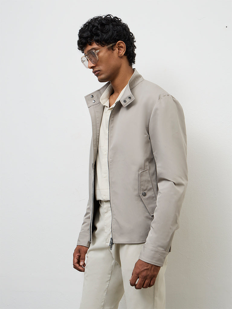 Ascot Light Taupe Relaxed-Fit Cotton-Blend Jacket