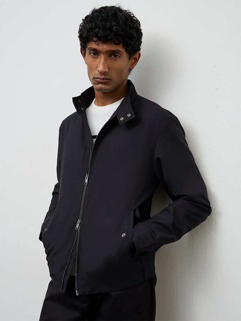 Ascot Black Relaxed-Fit Cotton-Blend Jacket