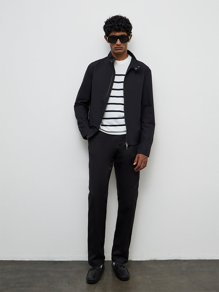 Ascot Black Relaxed-Fit Cotton-Blend Jacket